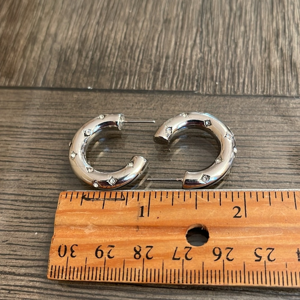 Jane Marie Silver Tubular Hoop/Clear Crystals - Picture 11 of 17